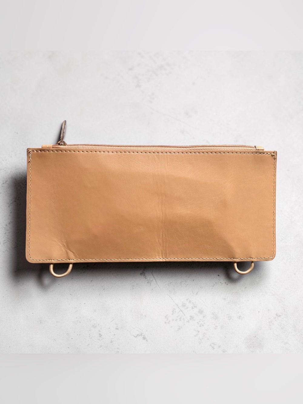 Unbranded Tan Faux Leather Convertible Crossbody Clutch Pouch Zippered Wallet